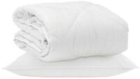 vidaXL Bett Ganzjahresbettdecke mit Kissen 2 pcs Wei&szlig; Mikrofaser (2-tlg)