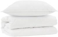 vidaXL Bett Bettdecken Set mit Kissen 2 pcs Wei&szlig; Mikrofaser (2-tlg)