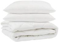 vidaXL Bett Bettdecke mit Kissen 3 pcs Wei&szlig; Mikrofaser (3-tlg)