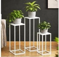 DanDiBo Blumenhocker Metall Wei&szlig; Eckig Blumenhocker Beistelltisch 3er Set
