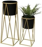 DanDiBo Blumenhocker mit Topf Metall Gold Schwarz 2er Set Blumenst&auml;nder...