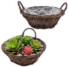 Spetebo Pflanzschale Rattan Pflanzkorb natur mit Henkel (Set, 2 St., &Oslash; 30 cm),