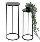 DanDiBo Blumenhocker Metall Schwarz Rund Blumenhocker Beistelltisch 2er Set