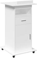 vidaXL Schreibtisch Rednerpult mit Rollen & Schublade Wei&szlig; 55x55x107 cm