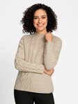 Witt Strickpullover Stehkragen-Pullover Langarm Zopfmuster, Grobstrick