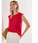STREET ONE Shirttop geraffte &Auml;rmel, Schlitz am Ausschnitt, unifarben rot 34 EU