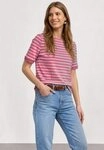 STREET ONE Rundhalsshirt Sommershirt mit Boat Neck und Streifen rosa 34 EU