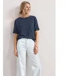 STREET ONE Rundhalsshirt Sommershirt mit ALlover-Muster und U-Boot-Ausschnitt