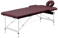 vidaXL Massageliege Massageliege Klappbar 2-Zonen Aluminiumgestell Bordeaux-Lila