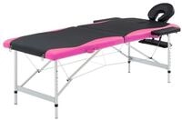 vidaXL Massageliege Massageliege Klappbar 2-Zonen Aluminiumgestell Schwarz und Rosa