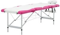 vidaXL Massageliege Massageliege Klappbar 4-Zonen Aluminiumgestell Wei&szlig; und...