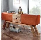 FINEBUY Sitzbank FB72073 Turnbock Echtleder 120 cm Springbock Stauraum...