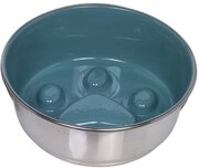 Nobby Futternapf Anti-Schling Edelstahlnapf "PAW", rutschfest, graugr&uuml;n, 1,60l