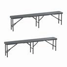 relaxdays Gartenbank Bierbank 2er Set 180 cm (2er Set), grau