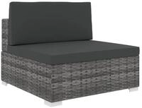 vidaXL Gartenstuhl Mittelsofa mit Kissen Modular Poly Rattan Grau (1 St)