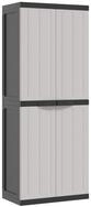 vidaXL Garten-Ger&auml;teschrank, Gartenschrank Grau und Schwarz 65x37x165 cm PP