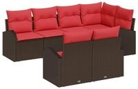 vidaXL Gartenlounge-Set Garten-Sofa-Set mit Kissen 7 pcs Braun und Rot...