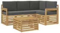 vidaXL Gartenlounge-Set Outdoor-Sofagarnitur 5 pcs Wei&szlig; und Anthrazit 59 x 59...