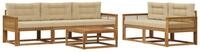 vidaXL Gartenlounge-Set Outdoor-Sofagarnitur 6 pcs Natur und Beige, (6-tlg)