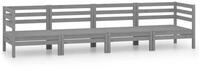 vidaXL Gartenlounge-Set 4-tlg. Garten-Lounge-Set Grau Kiefer Massivholz, (1-tlg)
