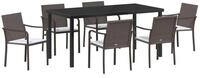 vidaXL Gartenlounge-Set Garten Essgruppe 7 pcs Braun und Schwarz PE-Rattan,...