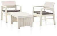 vidaXL Gartenlounge-Set 3-tlg. Garten-Lounge-Set Kunststoff Wei&szlig;, (3-tlg)