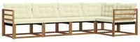 vidaXL Gartenlounge-Set Outdoor-Sofagarnitur mit Kissen 5 pcs Natur und Creme,