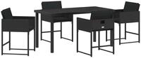 vidaXL Gartenlounge-Set Garten Essgruppe mit Kissen 5 pcs Schwarz Poly-Rattan,