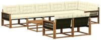 vidaXL Gartenlounge-Set Outdoor-Sofagarnitur mit Kissen 9 pcs Natur und Creme,
