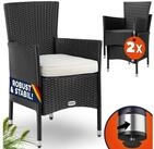 Casaria Gartenstuhl (2 St), Polyrattan 2er Set Stapelbar 7cm Auflagen 160kg