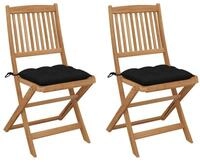 vidaXL Gartenstuhl Klappbare Gartenst&uuml;hle 2 Stk. mit Kissen Massivholz (2 St)