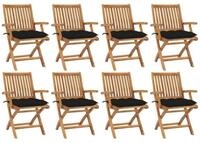 vidaXL Gartenstuhl Klappbare Gartenst&uuml;hle mit Kissen 8 Stk. Massivholz (8 St)