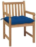 vidaXL Gartenstuhl, Outdoor St&uuml;hle 2 Stk. mit Blauen Kissen Massivholz Teak