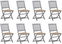 vidaXL Gartenstuhl Klappbare Gartenst&uuml;hle 8 Stk. mit Kissen Massivholz (8 St)