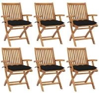 vidaXL Gartenstuhl Klappbare Gartenst&uuml;hle mit Kissen 6 Stk. Massivholz (6 St)