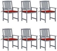 vidaXL Gartenstuhl Gartenst&uuml;hle mit Kissen 6 Stk. Massivholz Grau (6 St)