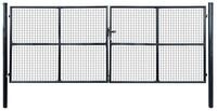 vidaXL Gartentor 400 x 150 cm Mesh-Gartentor Verzinkter Stahl 400x150 cm Grau