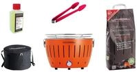 LotusGrill Holzkohlegrill LotusGrill S Small Kompakt Starterset Mandarinenorange