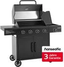 Hanseatic Gasgrill 4-Brenner Rockford Black, 4 Brenner + Seitenbrenner 14,5 kw