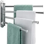 relaxdays Handtuchstange Wand-Handtuchhalter Edelstahl, 4 Stangen silberfarben...