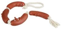 relaxdays Outdoor-Spielzeug 4 x Hundespielzeug Wurst, Kunststoff braun