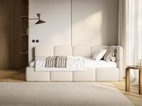 Selsey Jugendbett CLOUDY, mit Lattenrost, Bettkasten und Eck-Kopfteil, Boucl&eacute;,