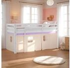 Homestyle4u Hochbett Kinderbett 90x200 Spielbett Holz Kiefer M&auml;dchen Wei&szlig; Lila