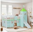 Homestyle4u Hochbett Kinderbett 90x200 Spielbett Massivholz Kiefer Jungen Wei&szlig;...