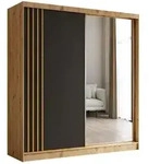 Masseno Schwebet&uuml;renschrank NELVIA 200 cm Kleiderschrank mit Spiegel 2 T&uuml;ren