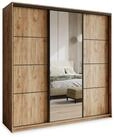 Masseno Schwebet&uuml;renschrank VARO 180 cm Kleiderschrank mit Spiegel 3 T&uuml;ren...