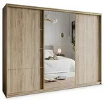 Masseno Schwebet&uuml;renschrank VARO 250 cm Kleiderschrank mit Spiegel 3 T&uuml;ren...