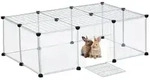 relaxdays Freigehege 16-teiliges Freilaufgehege Transparent schwarz|wei&szlig;