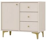 Masseno Kommode TORINO 84 cm Sideboard mit 3 Schubladen und 1 T&uuml;ren Beige