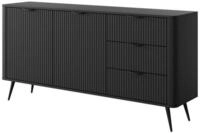 Masseno Kommode LANTANA 163 cm Sideboard mit 3 Schubladen und 2 T&uuml;ren Schwarz